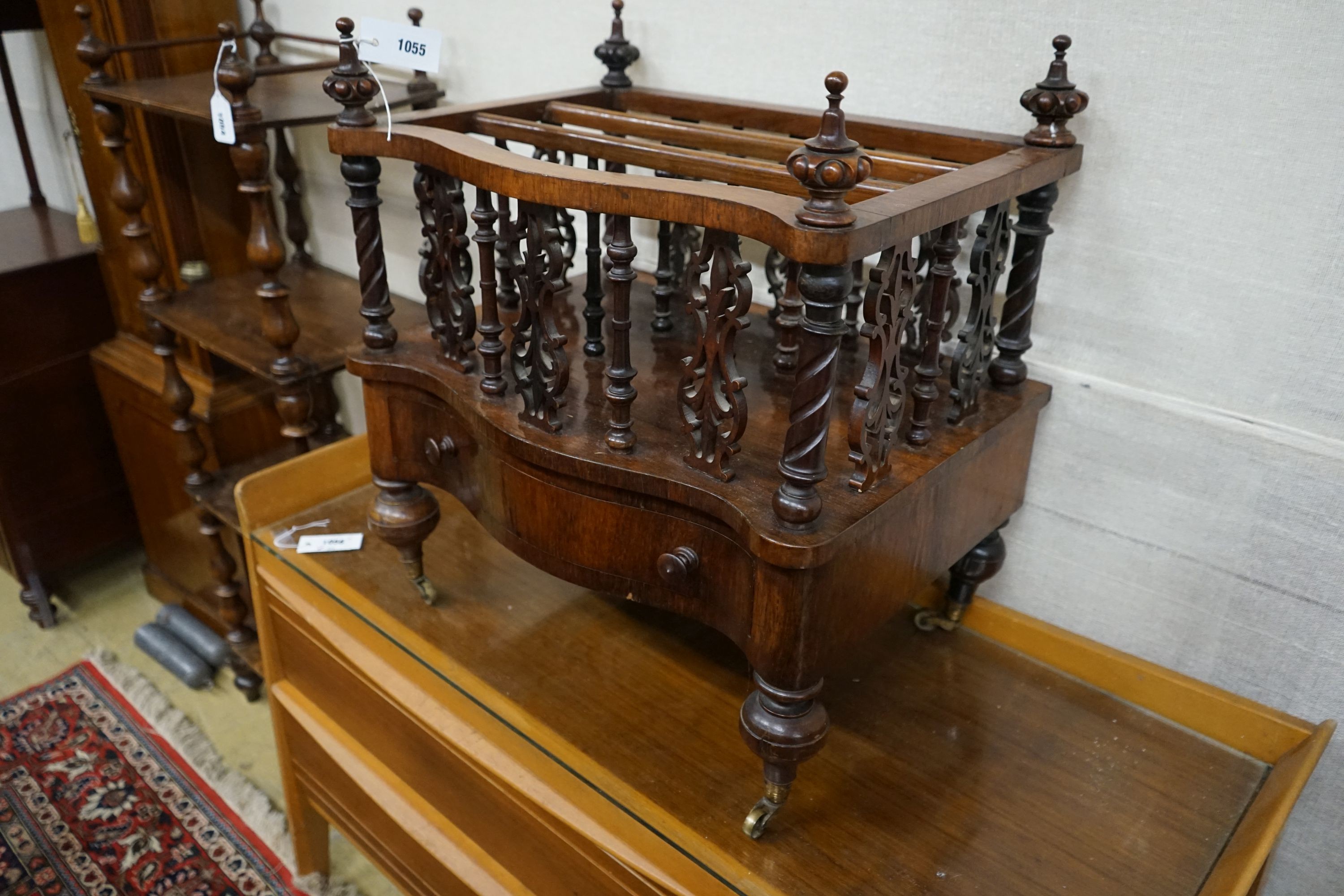 A Victorian rosewood three division serpentine front Canterbury, width 56cm, depth 40cm, height 60cm